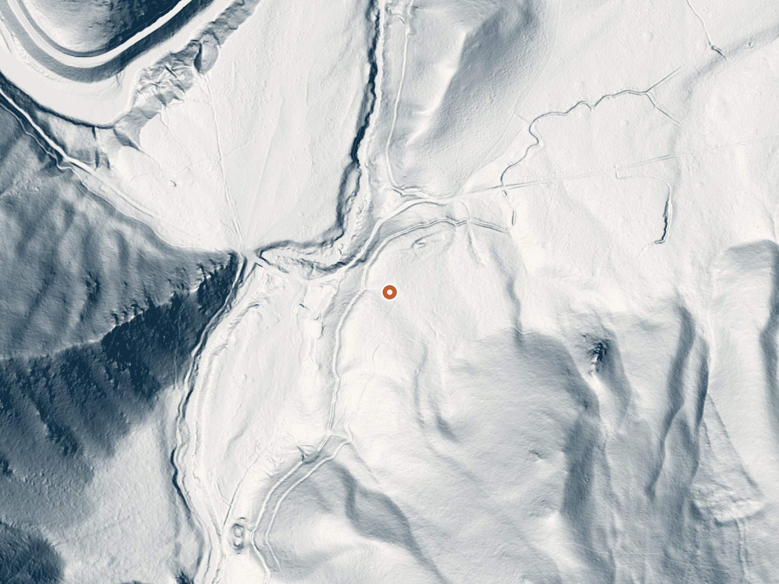 LiDAR bare-earth view of the same ground around Robinson Bar Hot Springs