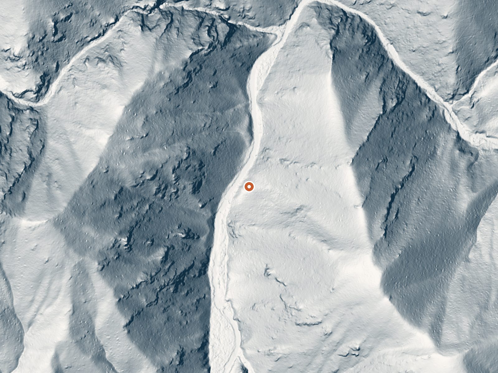 LiDAR bare-earth view of the same ground around Running Warm Springs