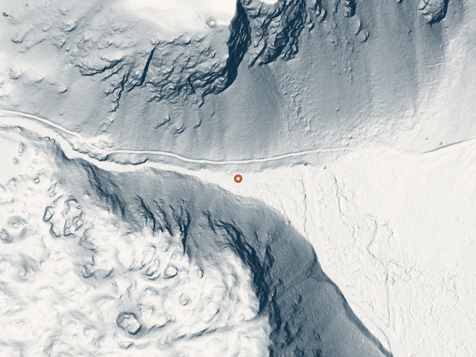 LiDAR bare-earth view of the same ground around Sacajawea Hot Springs