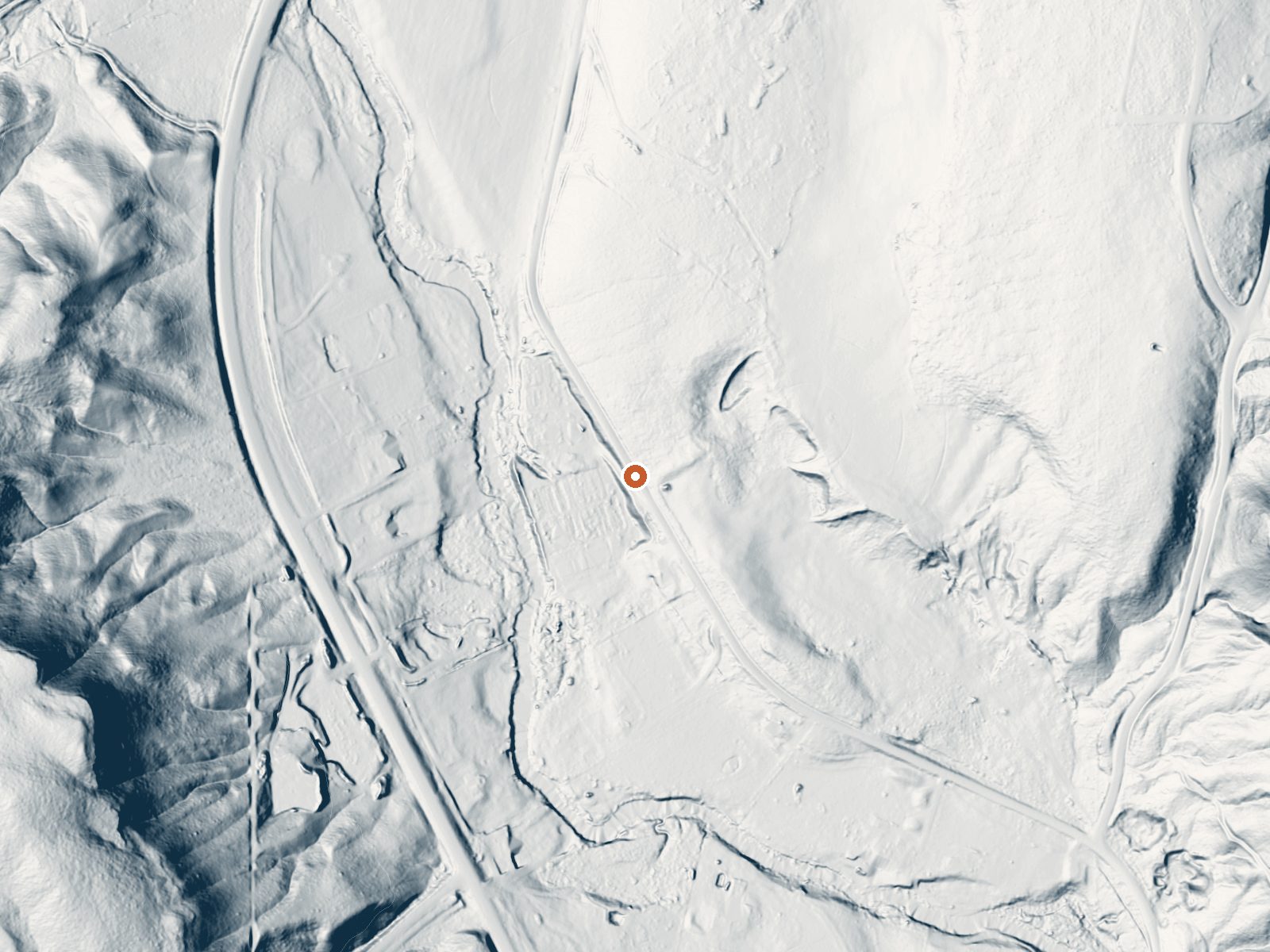 LiDAR bare-earth view of the same ground around Salmon Falls Hot Spring