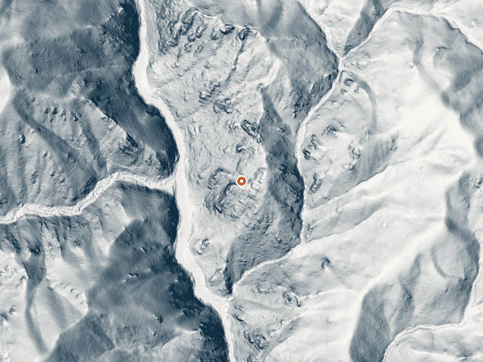 LiDAR bare-earth view of the same ground around Secesh Hot Spring