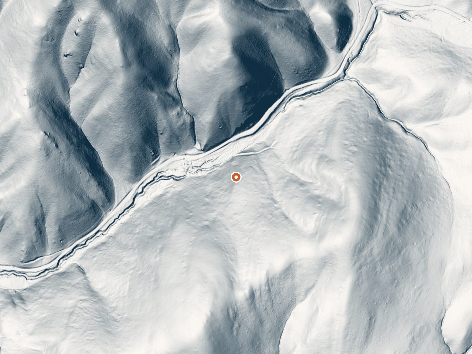 LiDAR bare-earth view of the same ground around Sharkey Hot Spring