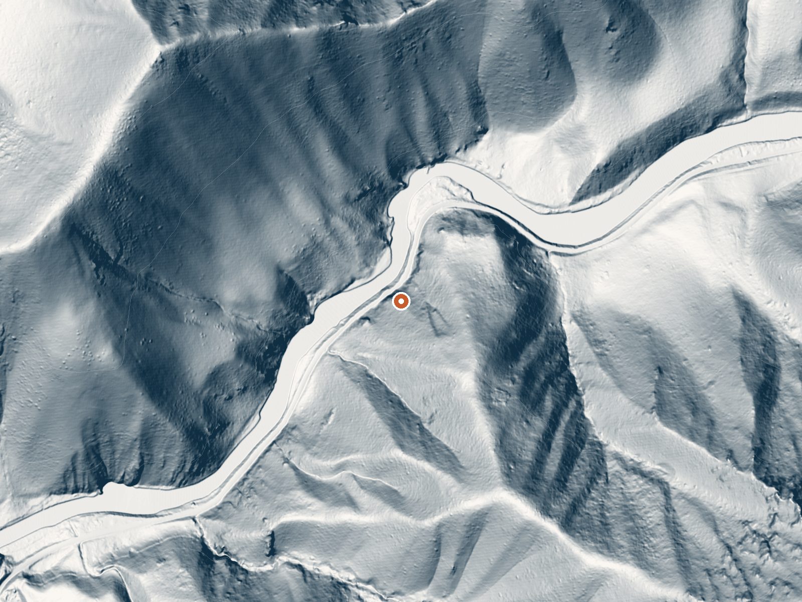 LiDAR bare-earth view of the same ground around Smith Cabin Hot Spring