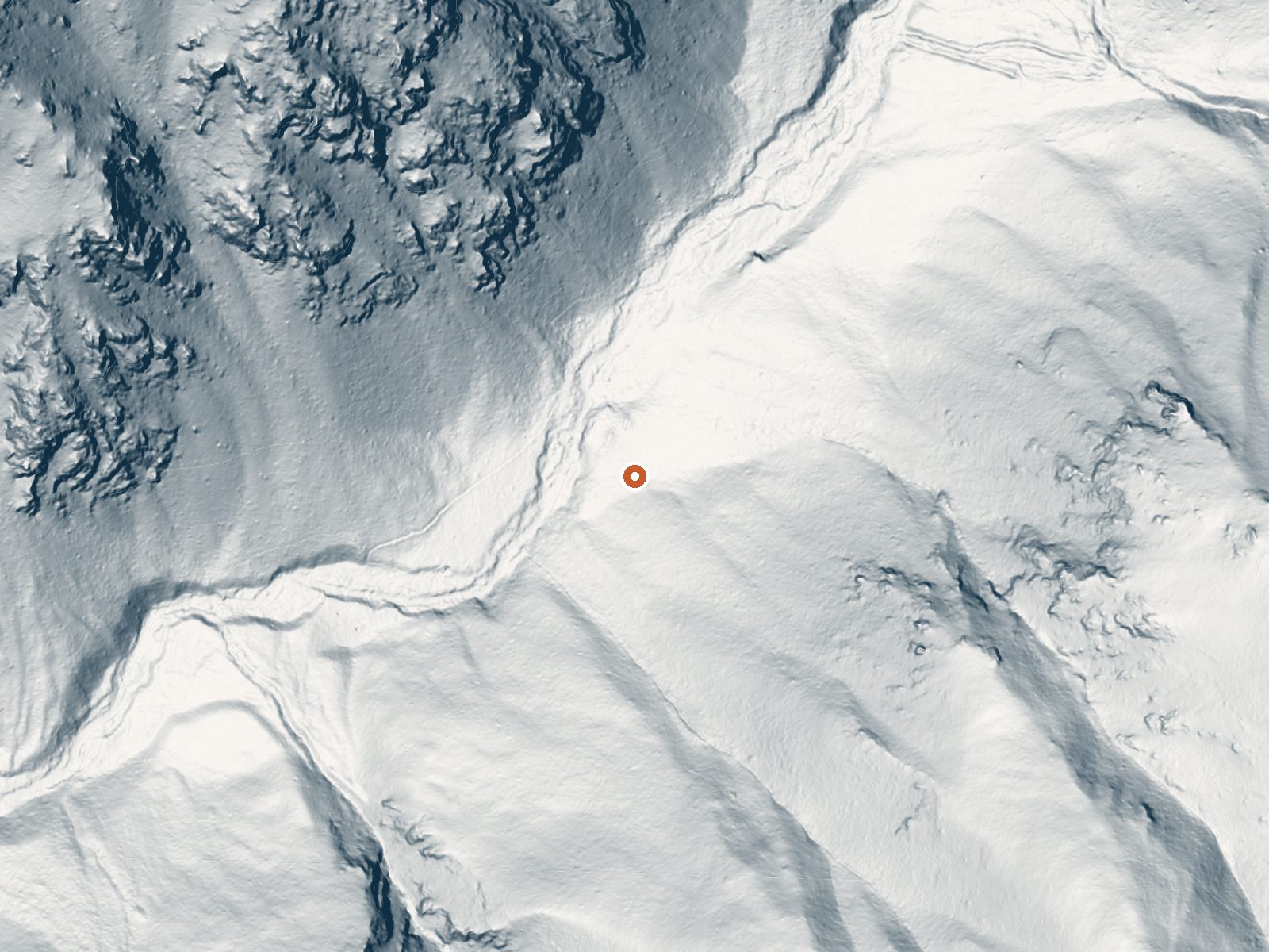 LiDAR bare-earth view of the same ground around Snowshoe Johnsons Hot Spring
