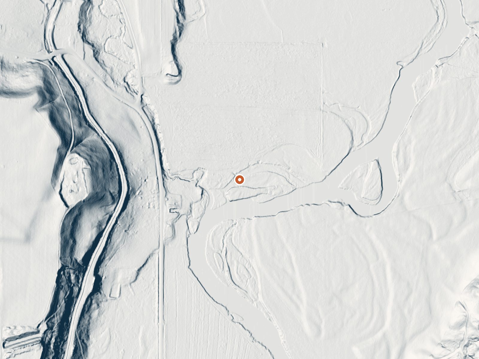 LiDAR bare-earth view of the same ground around Squaw Hot Springs