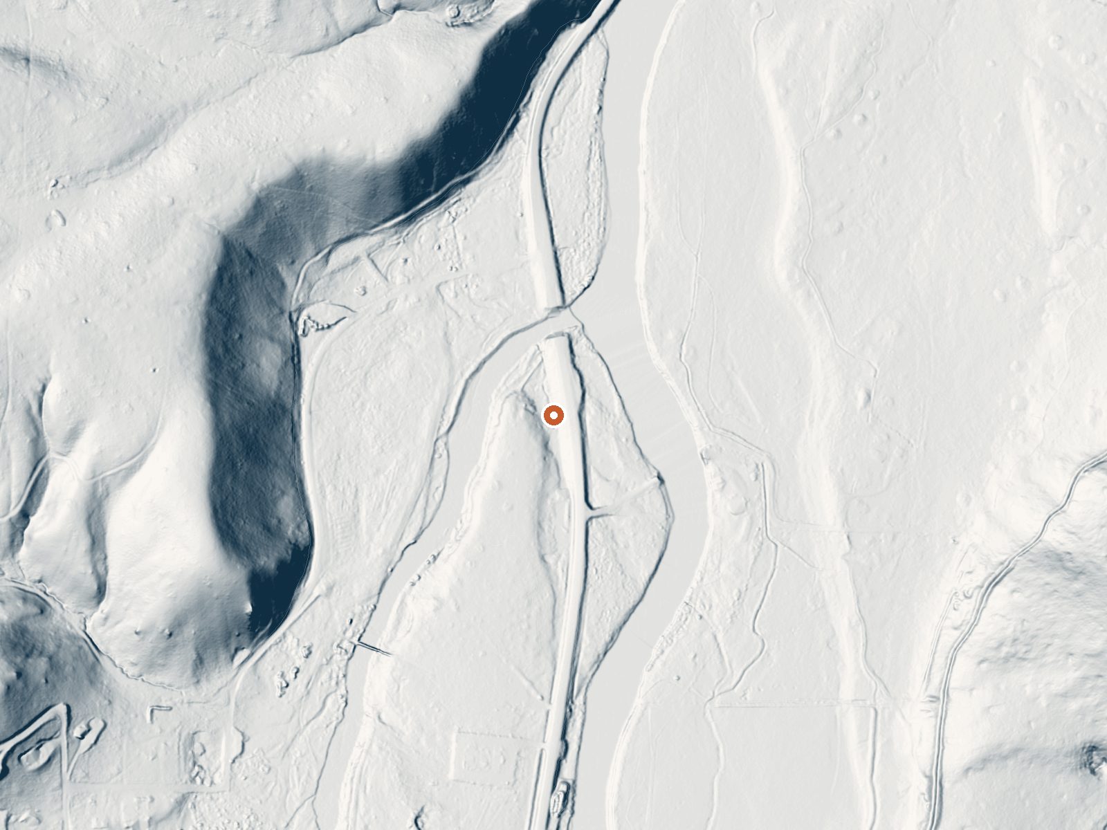 LiDAR bare-earth view of the same ground around Stanley Hot Spring