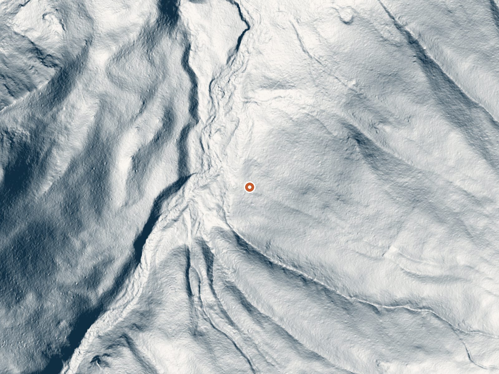 LiDAR bare-earth view of the same ground around Stanley Hot Springs