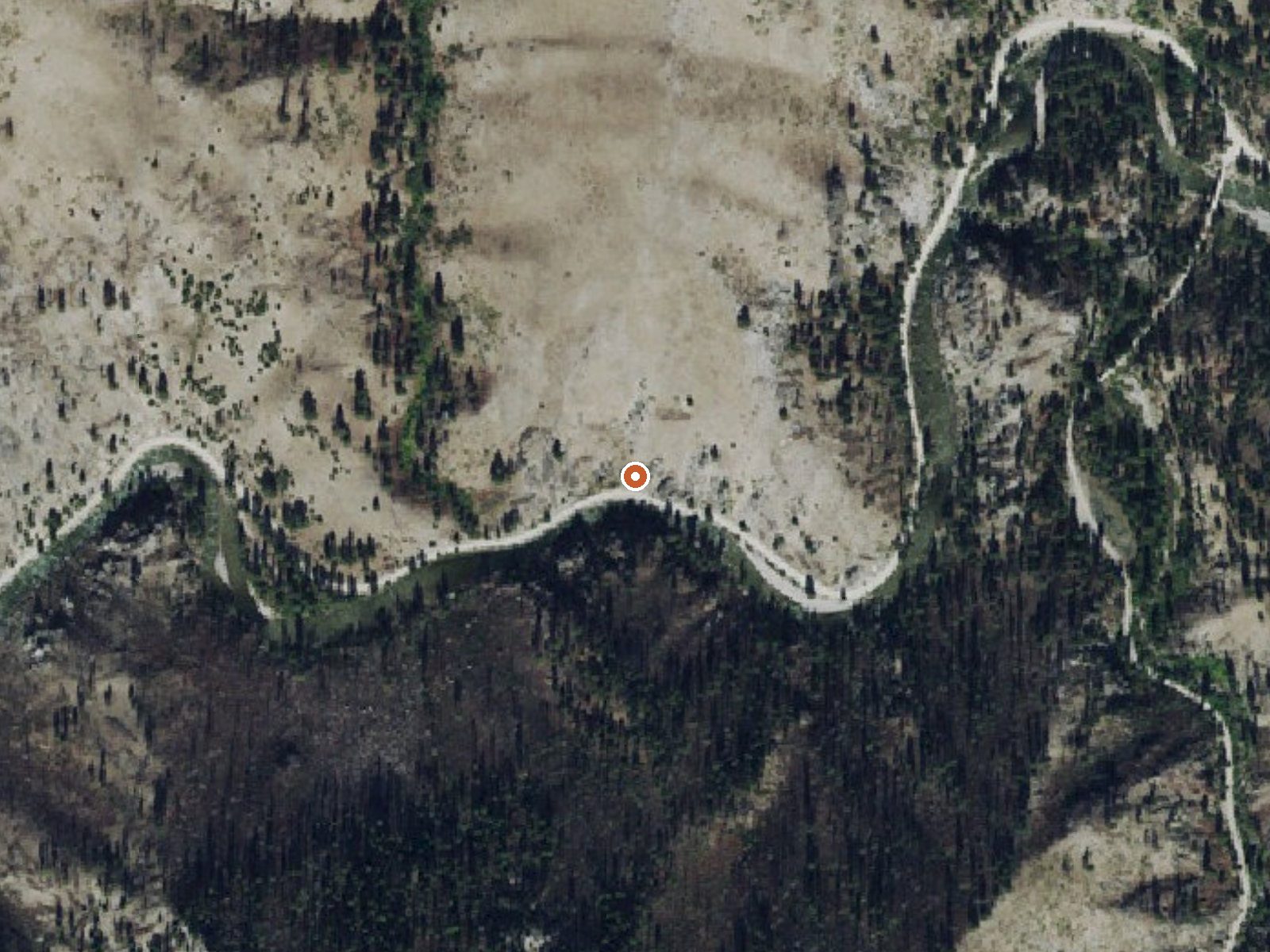 Aerial view of the ground around Straight Creek Hot Spring