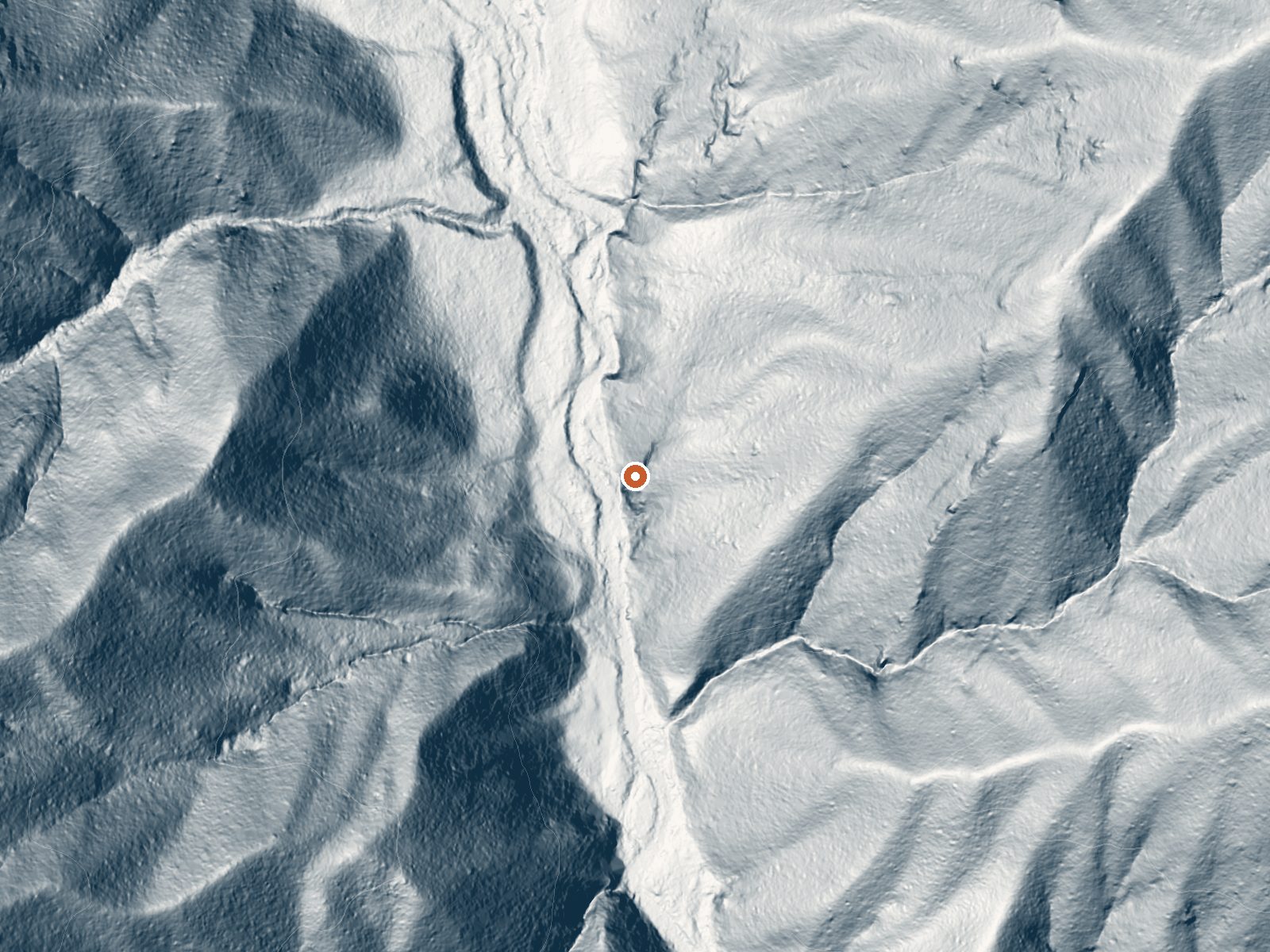 LiDAR bare-earth view of the same ground around Stuart Hot Springs