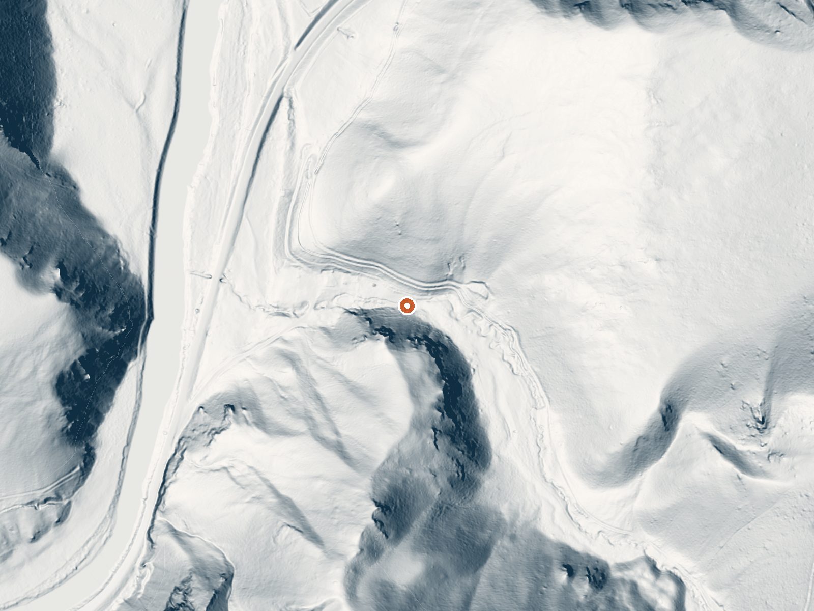 LiDAR bare-earth view of the same ground around Sullivan Hot Springs