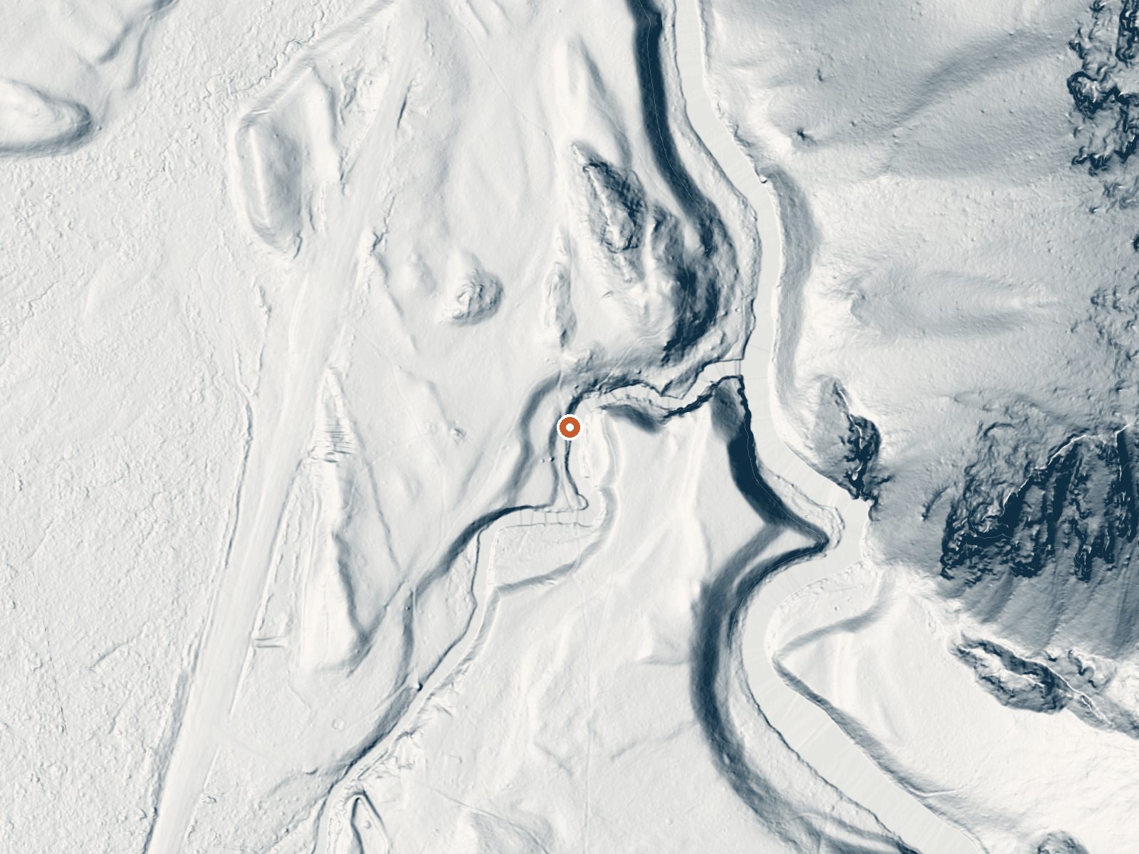 LiDAR bare-earth view of the same ground around Sulphur Creek Hot Spring
