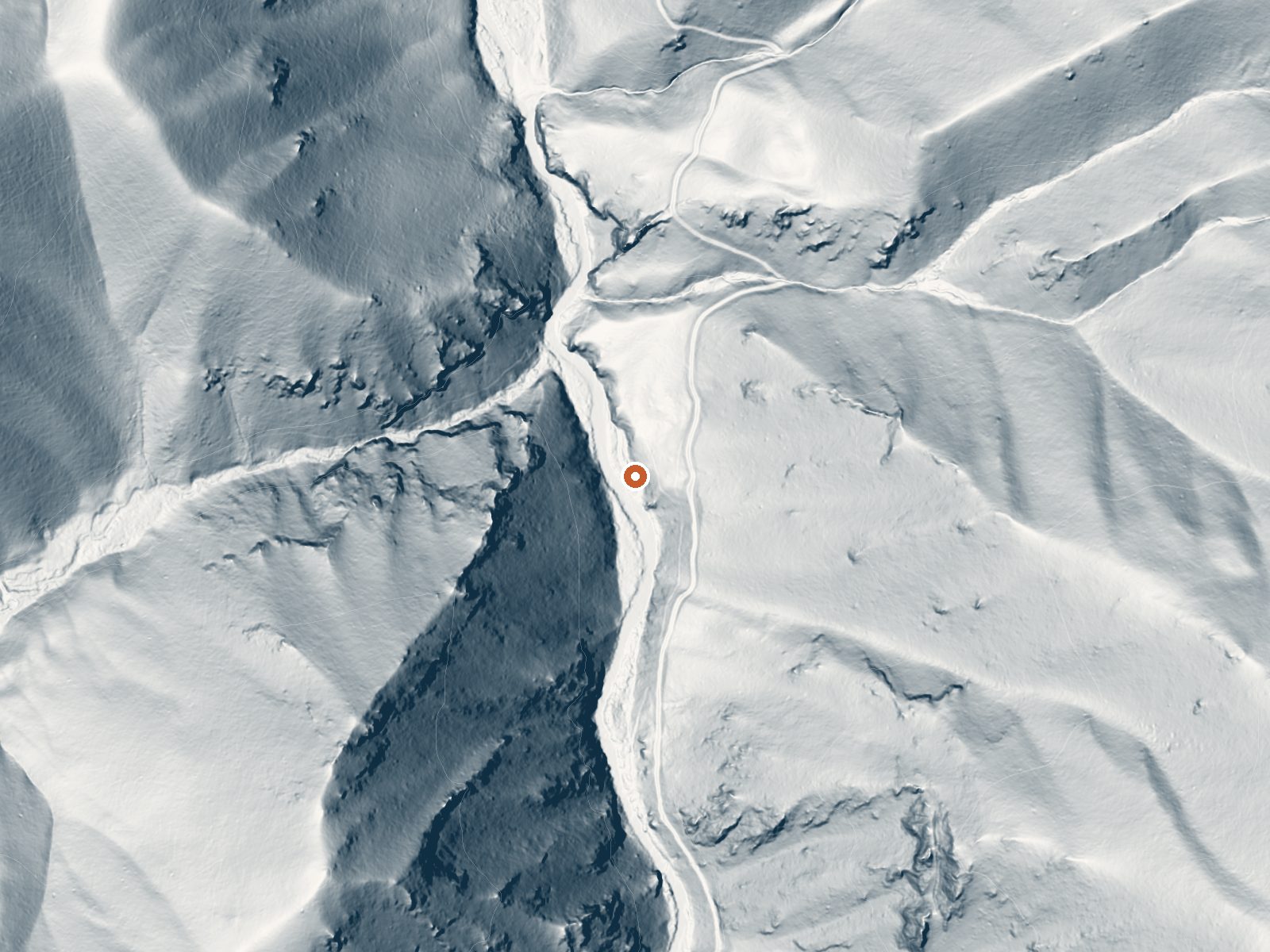 LiDAR bare-earth view of the same ground around Sulphur Creek Hot Spring