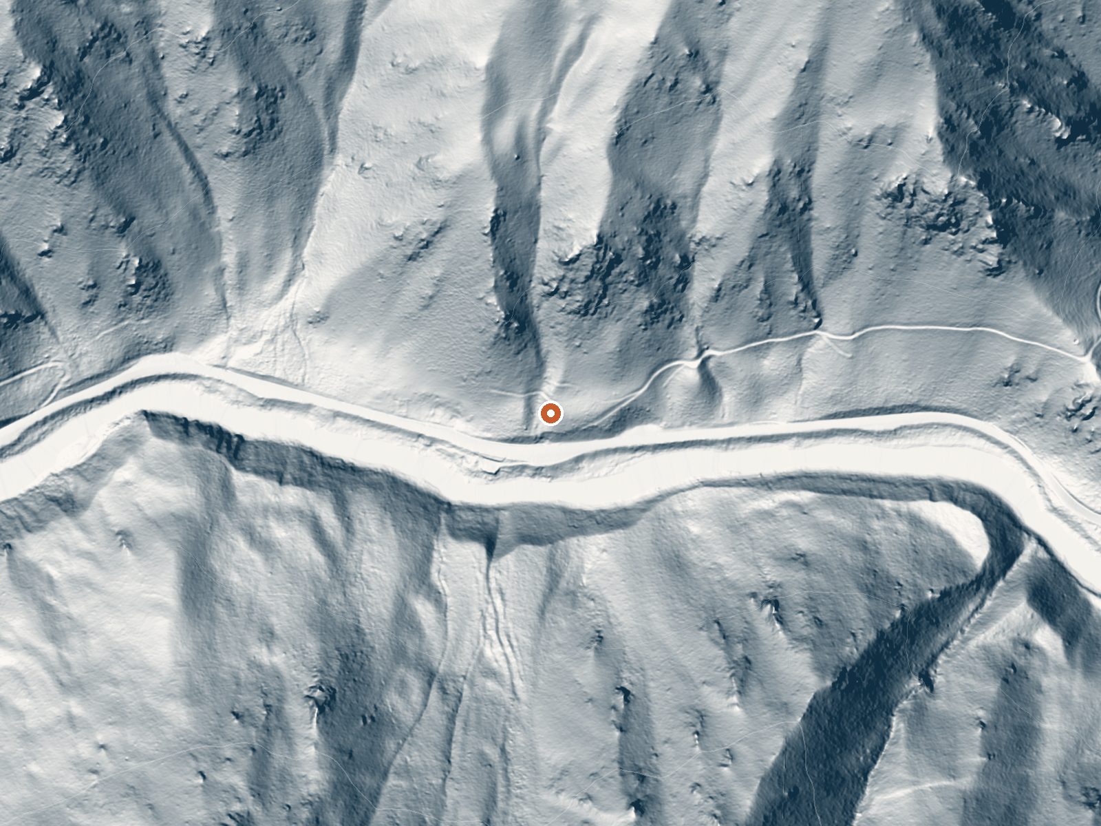 LiDAR bare-earth view of the same ground around Sunbeam Hot Springs