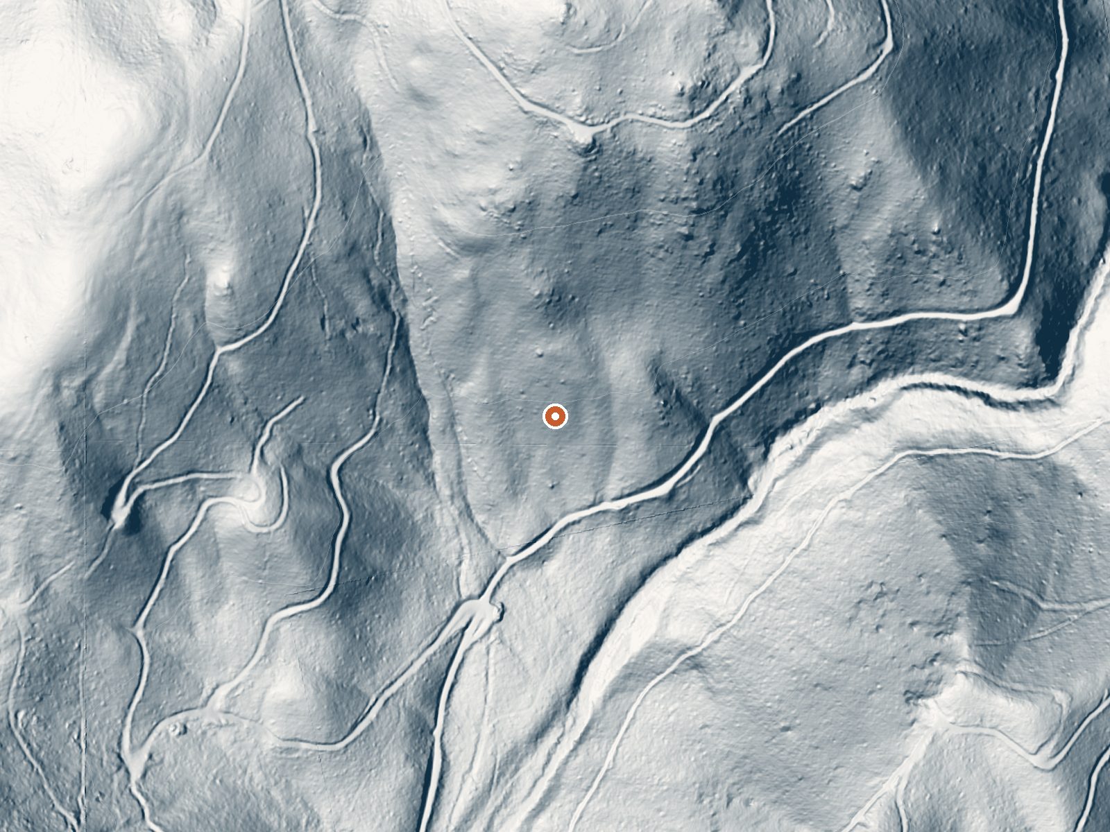 LiDAR bare-earth view of the same ground around Krigbaum Hot Springs