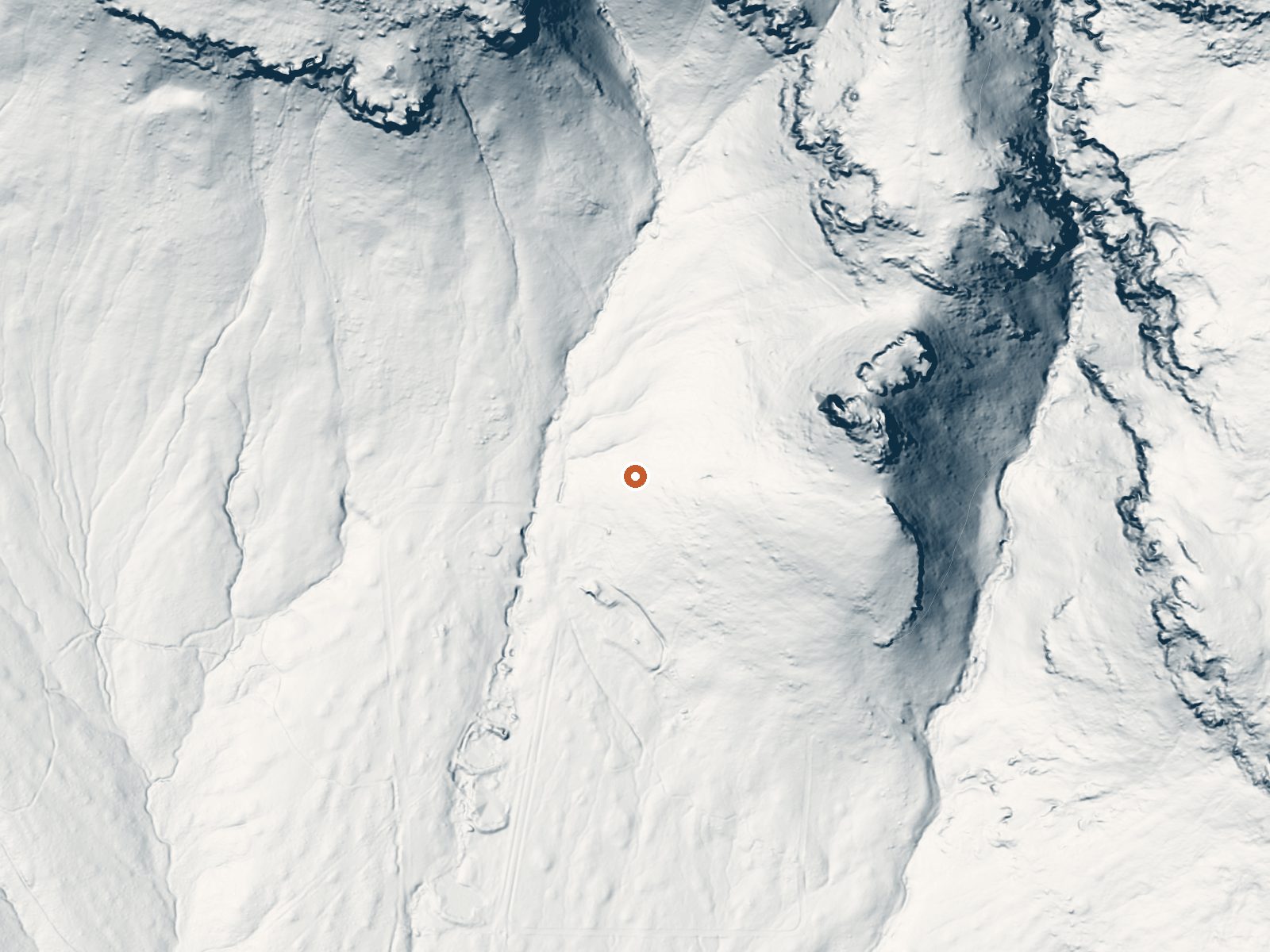 LiDAR bare-earth view of the same ground around Latty Hot Spring
