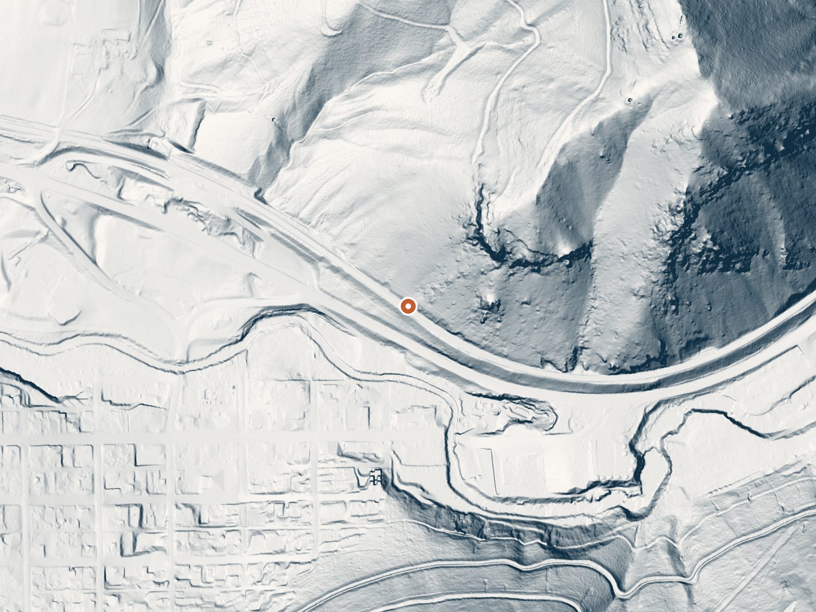 LiDAR bare-earth view of the same ground around Lava Hot Springs