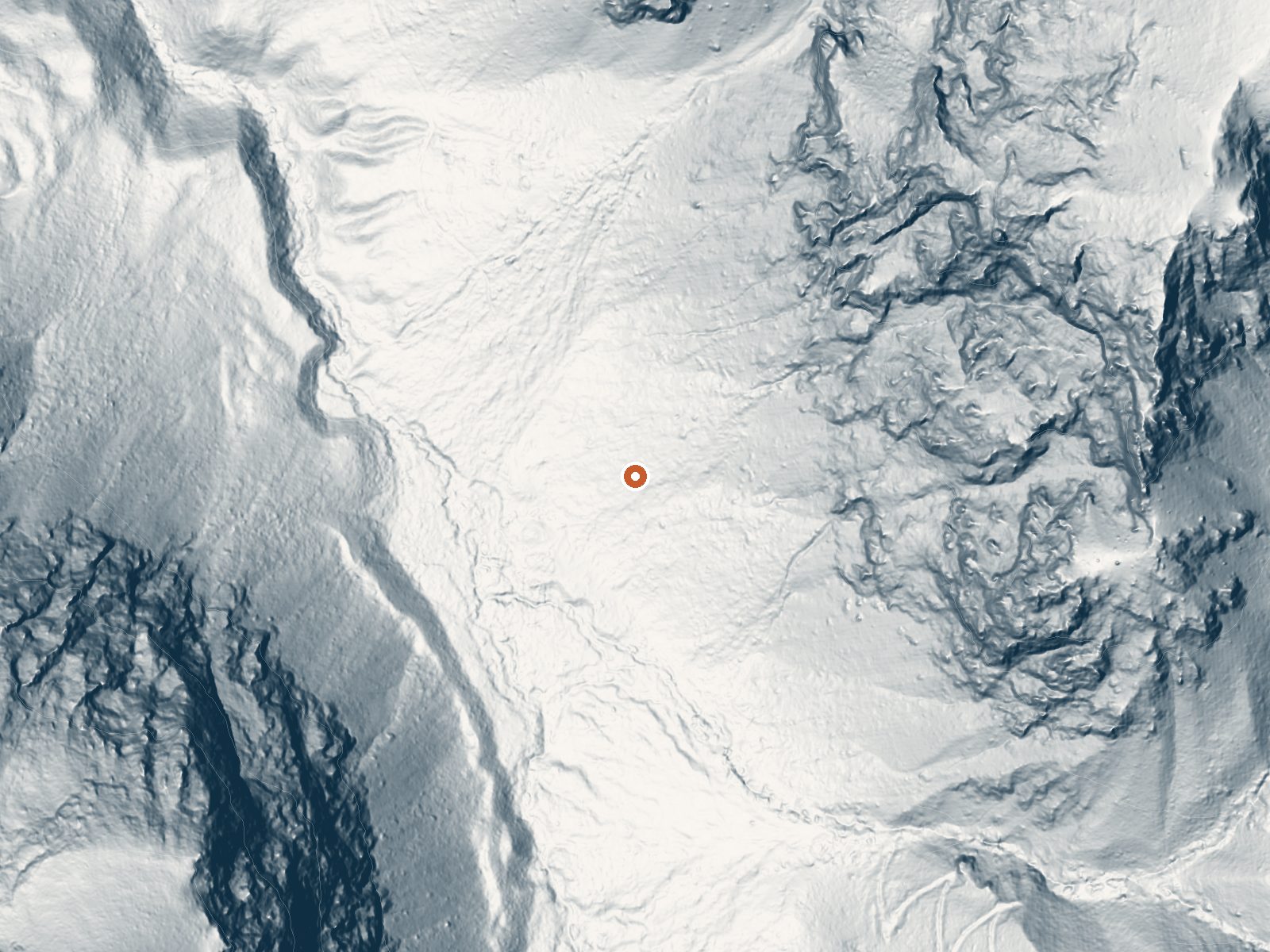 LiDAR bare-earth view of the same ground around Leggit Creek Hot Spring