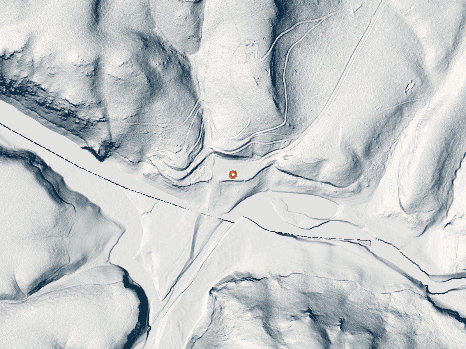 LiDAR bare-earth view of the same ground around Magic Hot Springs