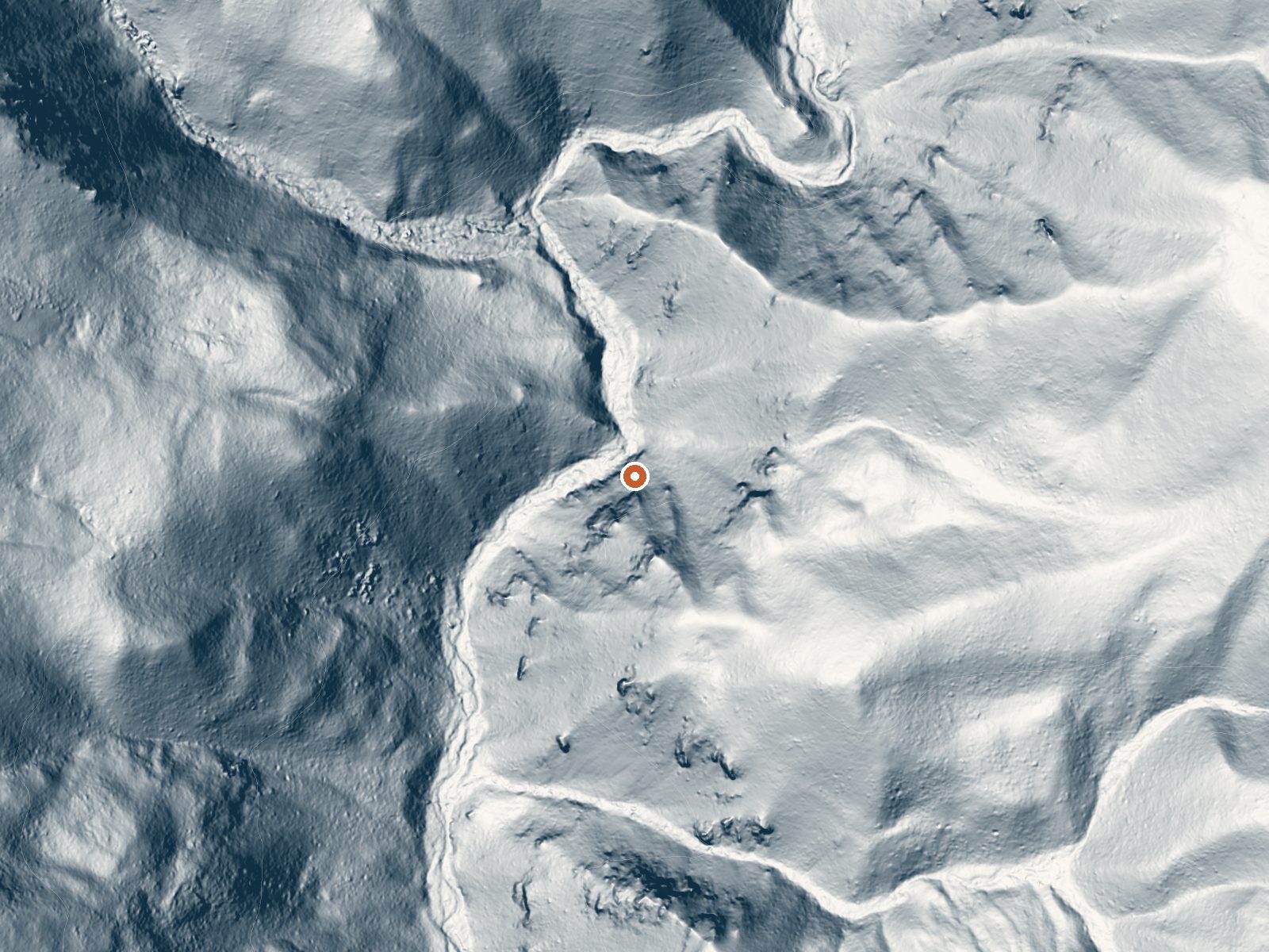 LiDAR bare-earth view of the same ground around Middle Fork Indian Creek Hot Spring