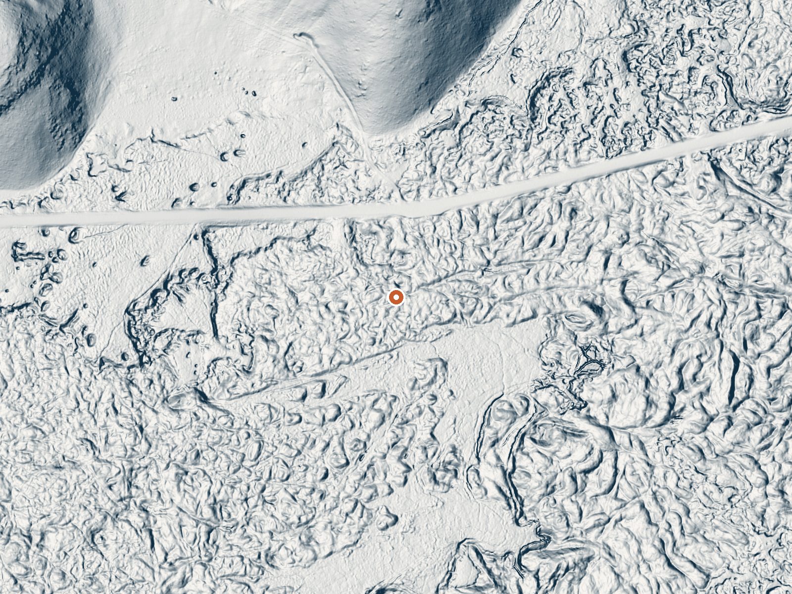 LiDAR bare-earth view of the same ground around Milford Sweat Hot Spring
