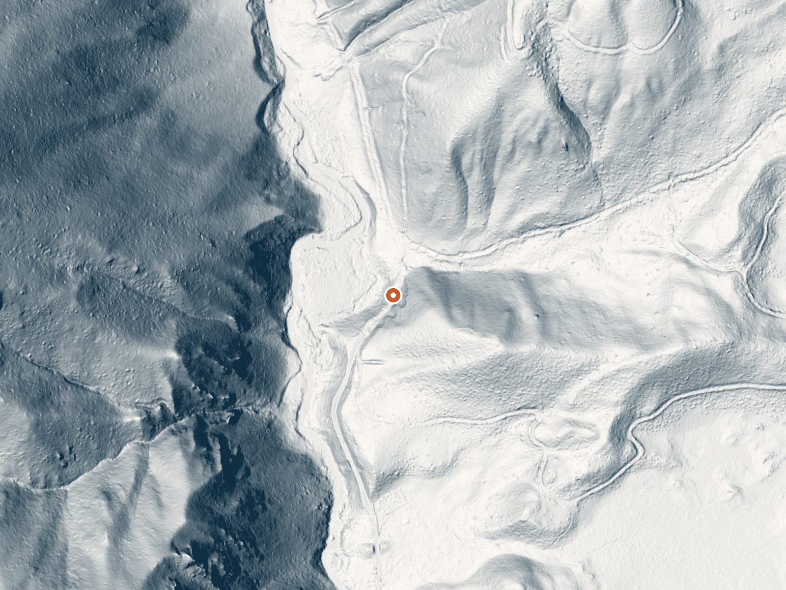 LiDAR bare-earth view of the same ground around Mollys Hot Spring