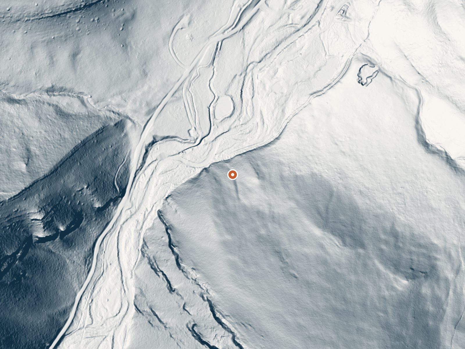 LiDAR bare-earth view of the same ground around Anderson Springs
