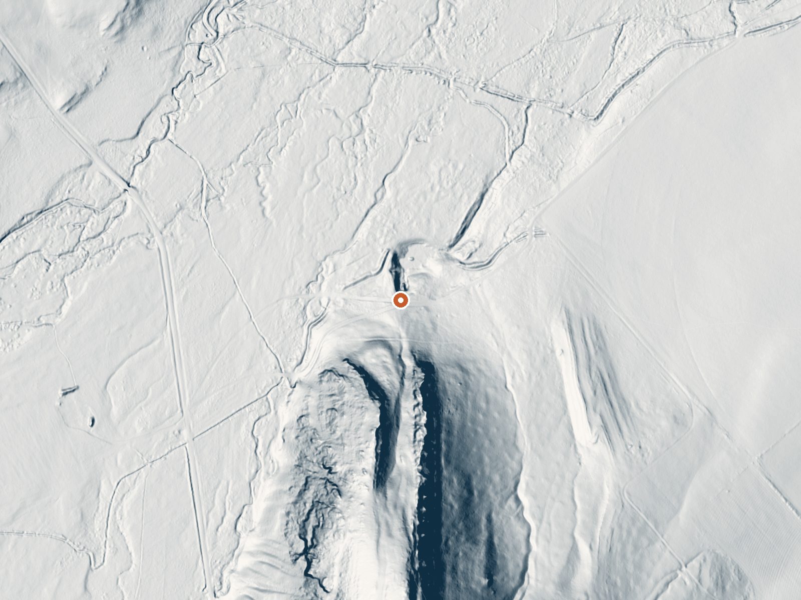 LiDAR bare-earth view of the same ground around Apex Warm Spring