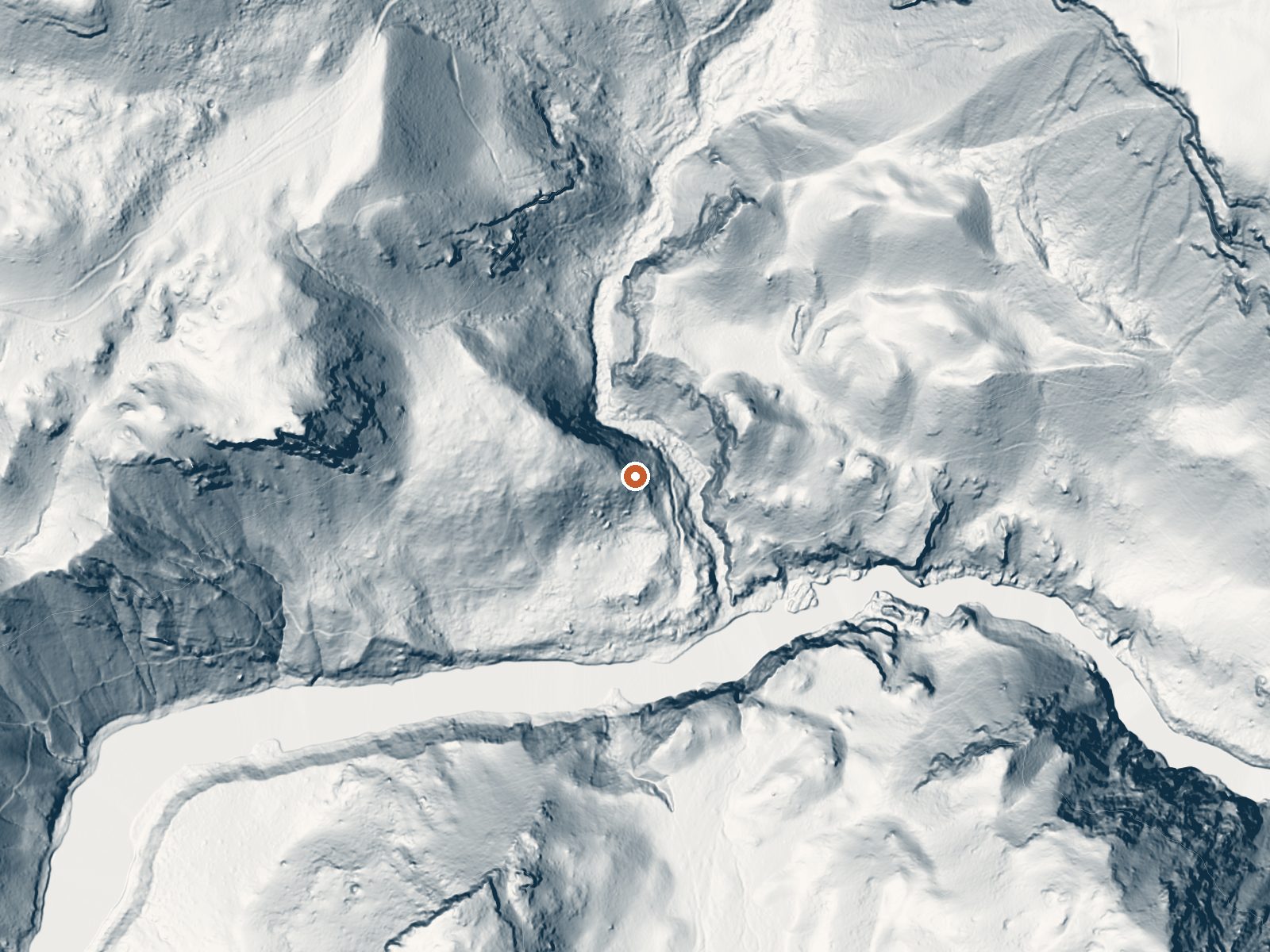 LiDAR bare-earth view of the same ground around Bear Creek Springs