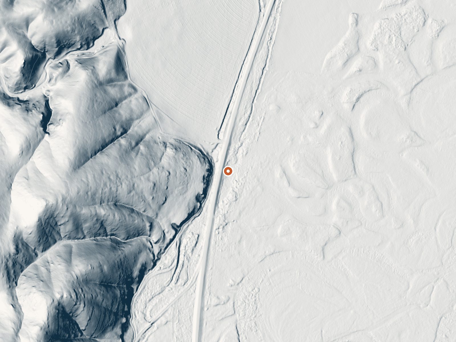 LiDAR bare-earth view of the same ground around Beaverhead Rock Spring