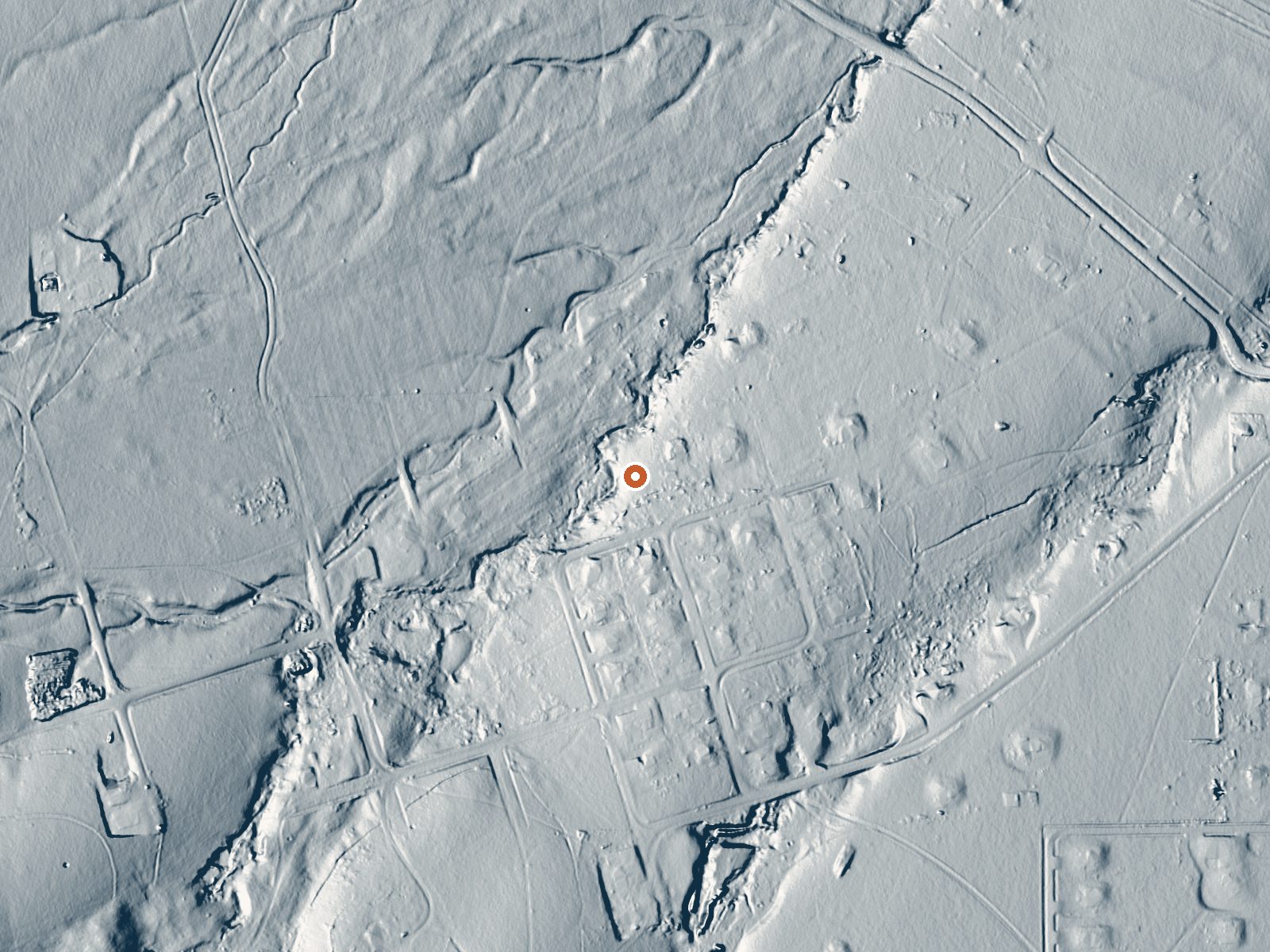 LiDAR bare-earth view of the same ground around Bedford Hot Springs