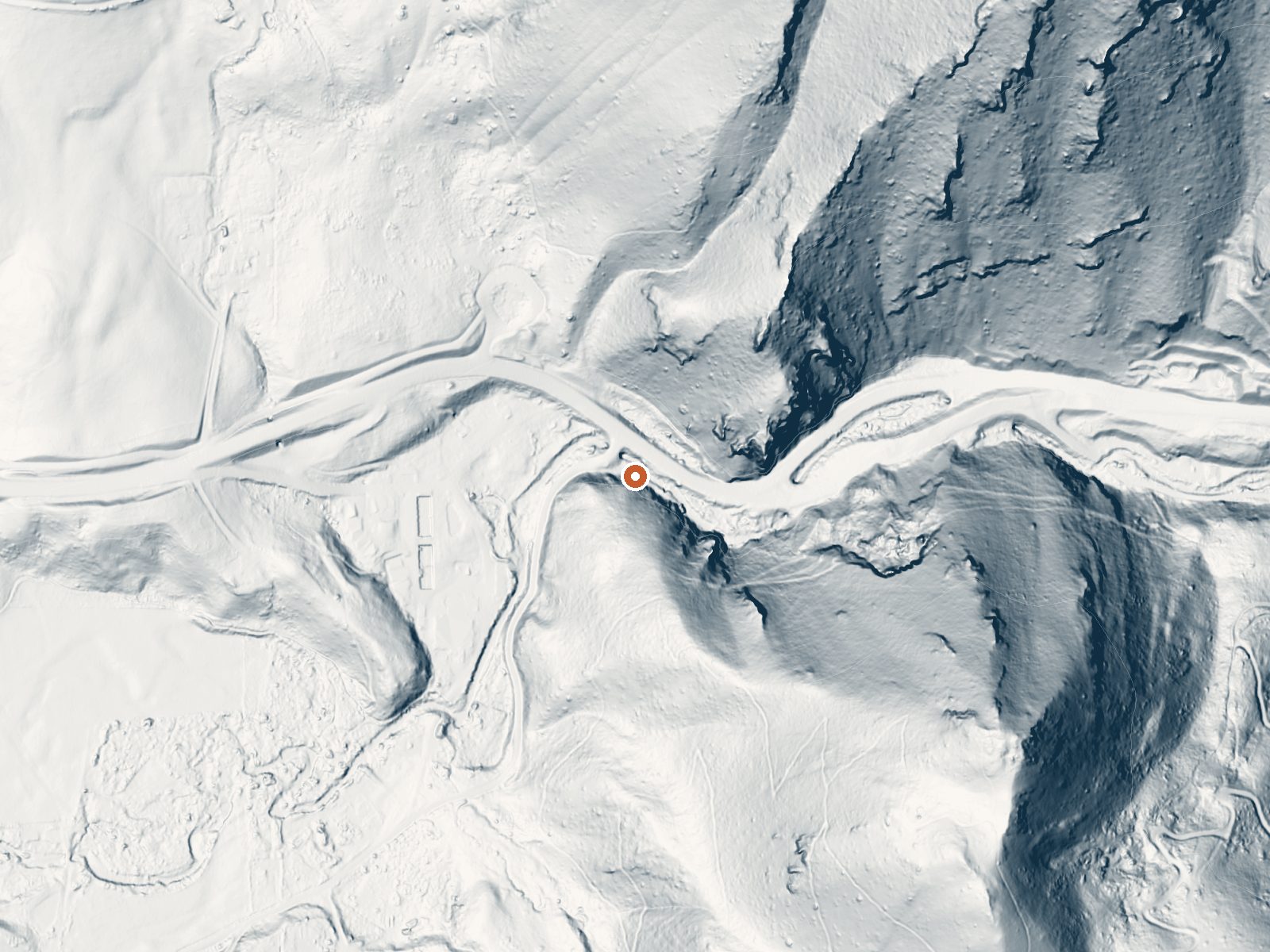 LiDAR bare-earth view of the same ground around Bridger Canyon Warm Spring