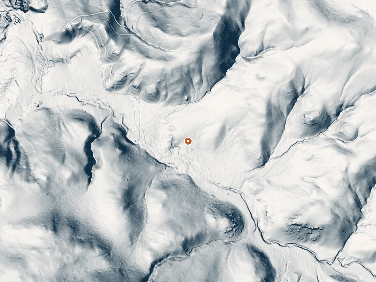 LiDAR bare-earth view of the same ground around Browns Springs