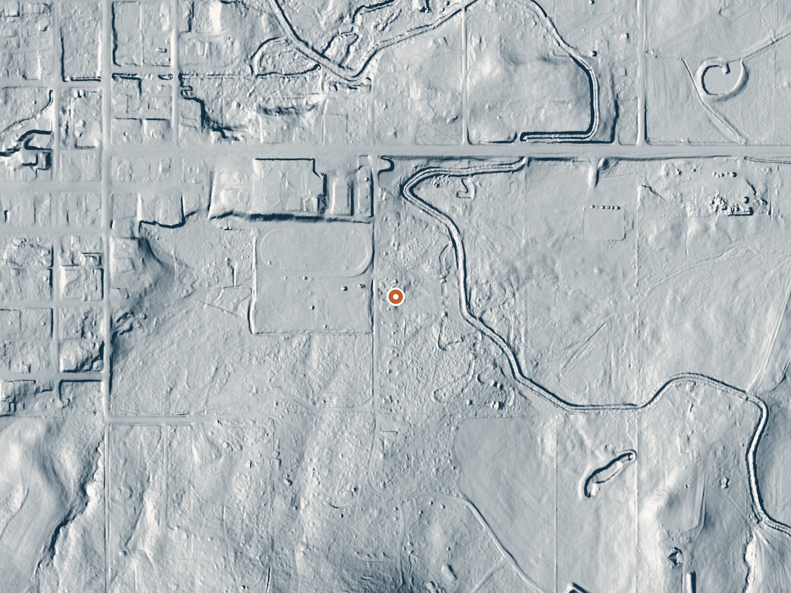 LiDAR bare-earth view of the same ground around Camas Hot Springs