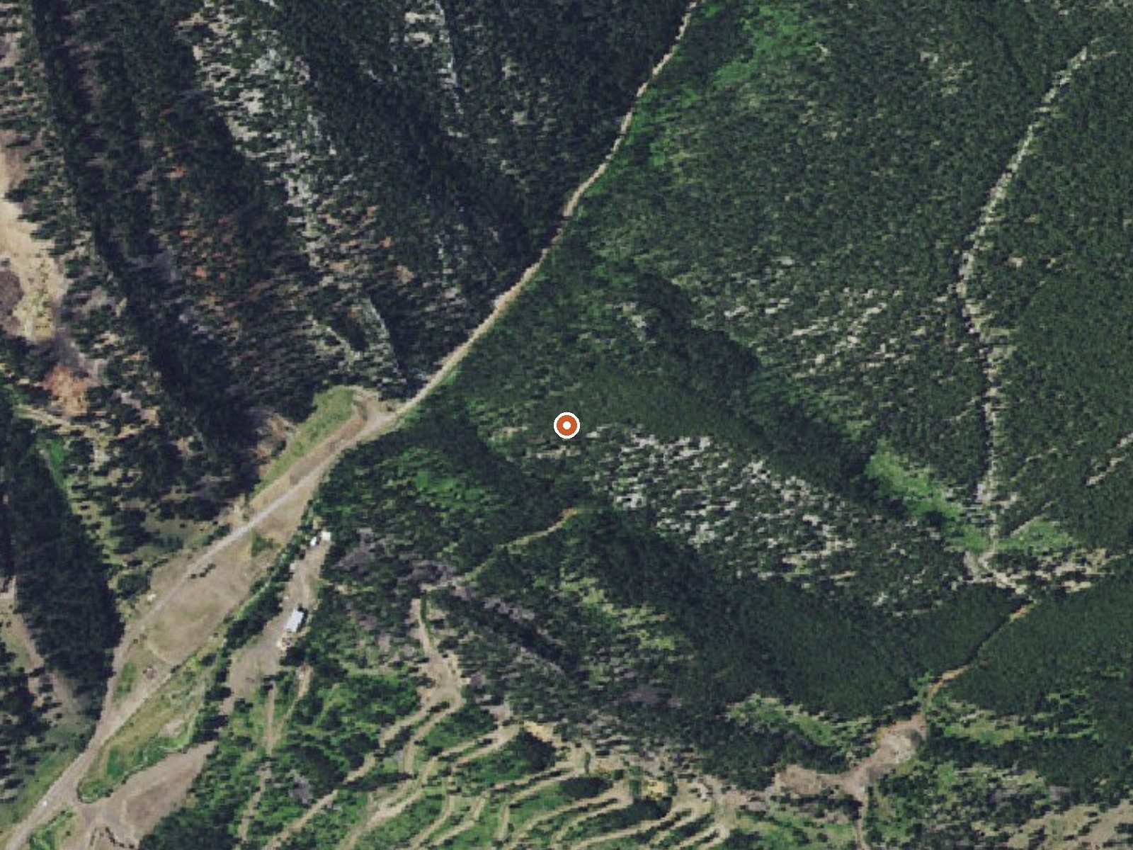 Aerial view of the ground around Garrison Warm Springs