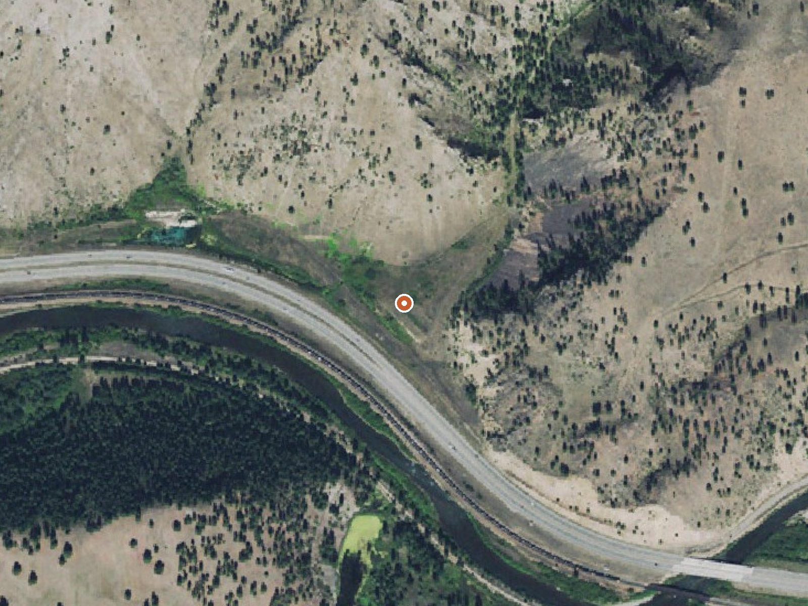Aerial view of the ground around Nimrod Springs