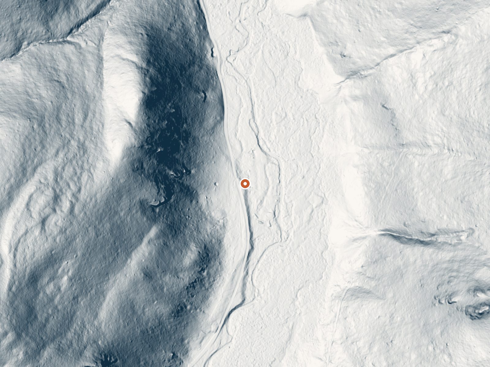 LiDAR bare-earth view of the same ground around Potosi Hot Springs