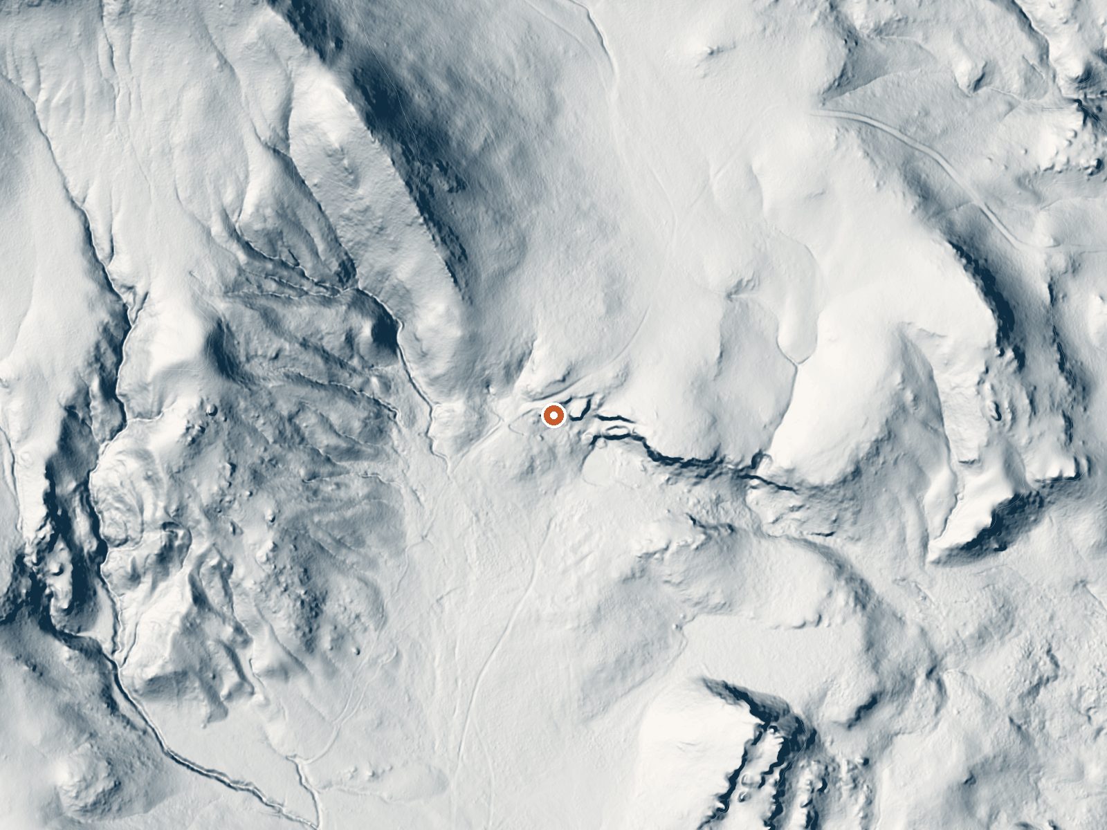 LiDAR bare-earth view of the same ground around Trudau Warm Springs