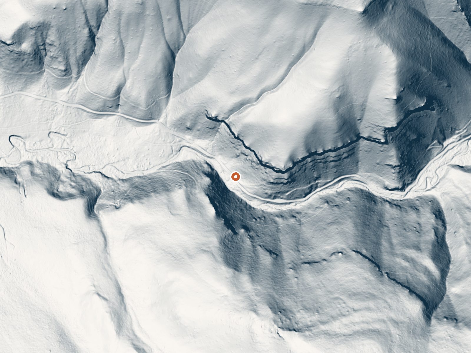 LiDAR bare-earth view of the same ground around Vigilante Spring