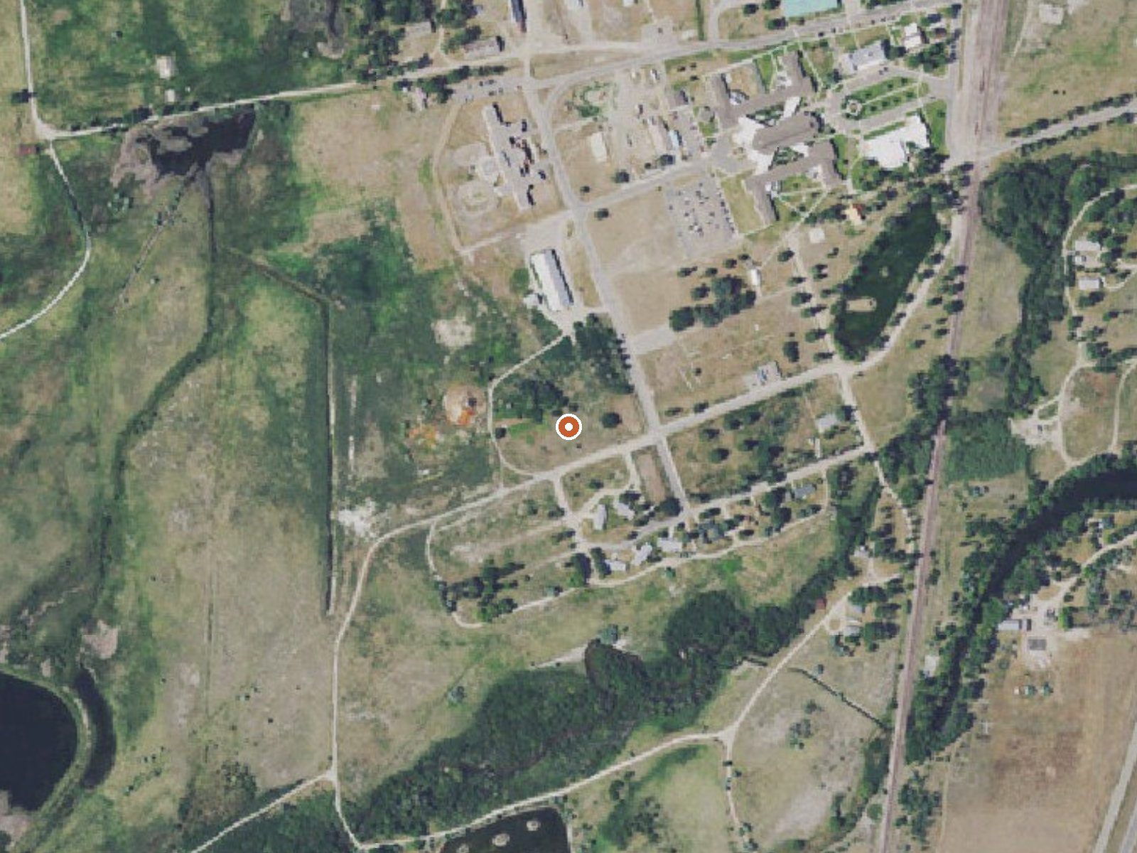 Aerial view of the ground around Warm Springs (State Hospital)