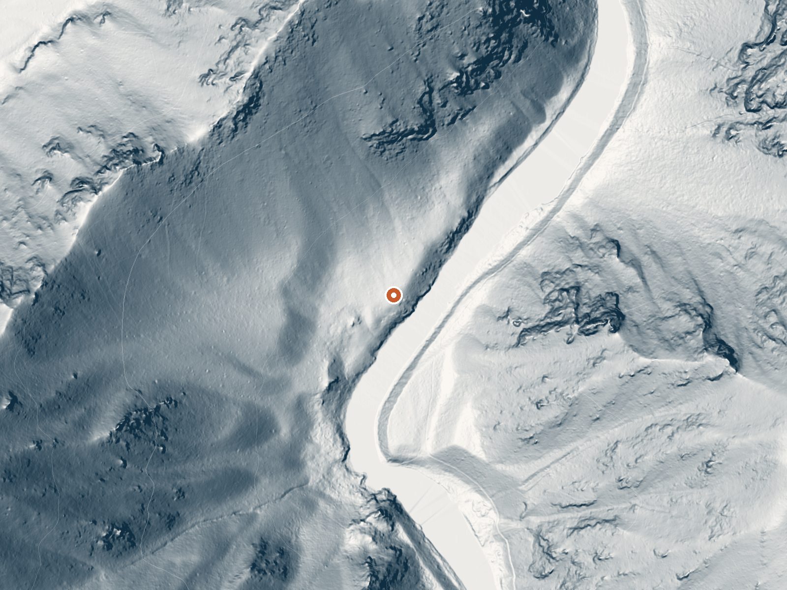 LiDAR bare-earth view of the same ground around Sunflower Flat Hot Spring