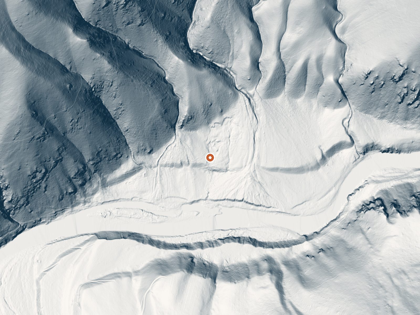 LiDAR bare-earth view of the same ground around Sunflower Hot Springs