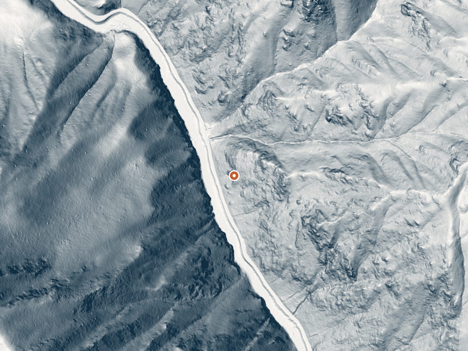 LiDAR bare-earth view of the same ground around Teapot Hot Spring