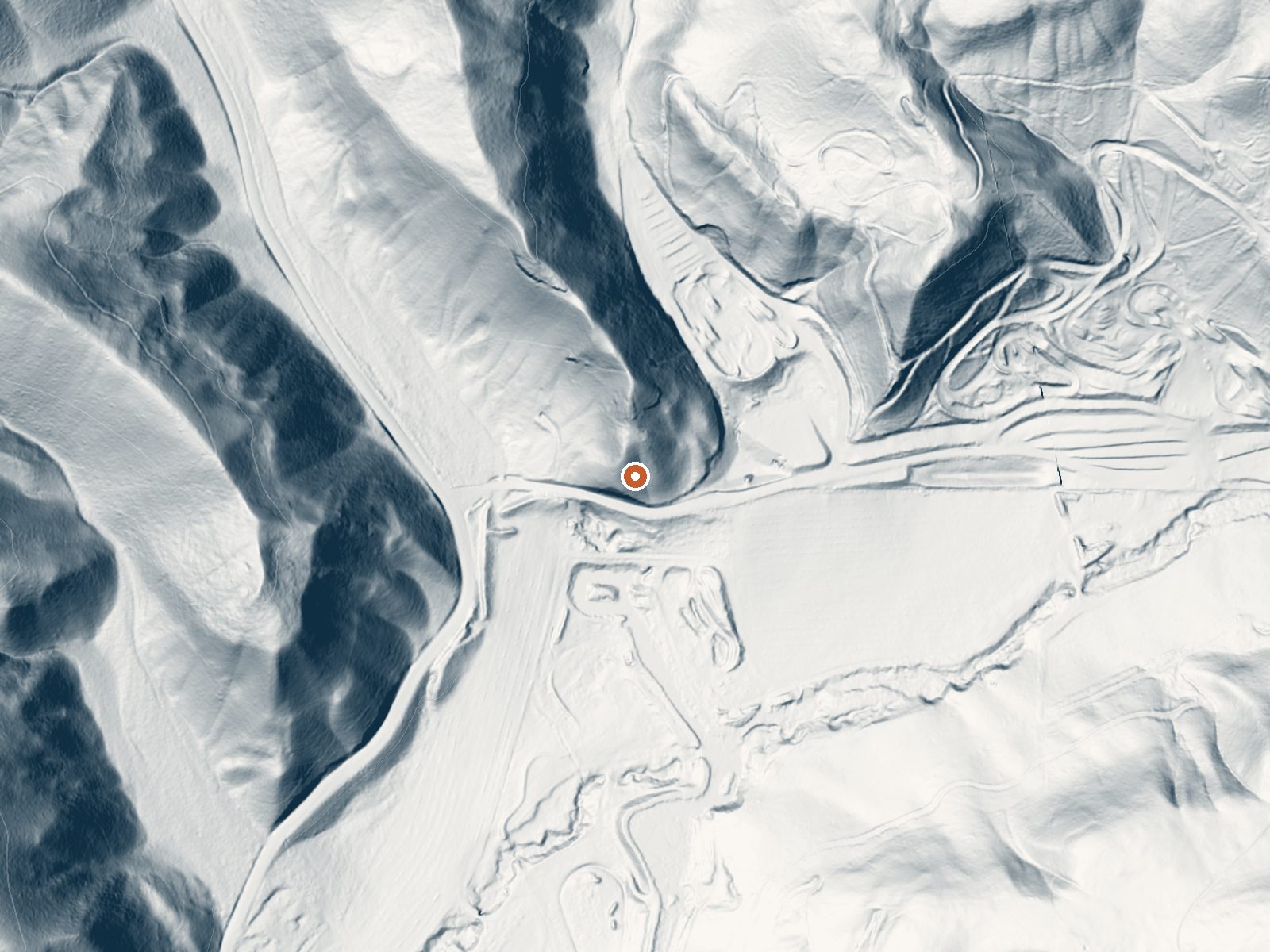 LiDAR bare-earth view of the same ground around Terteling Hot Springs