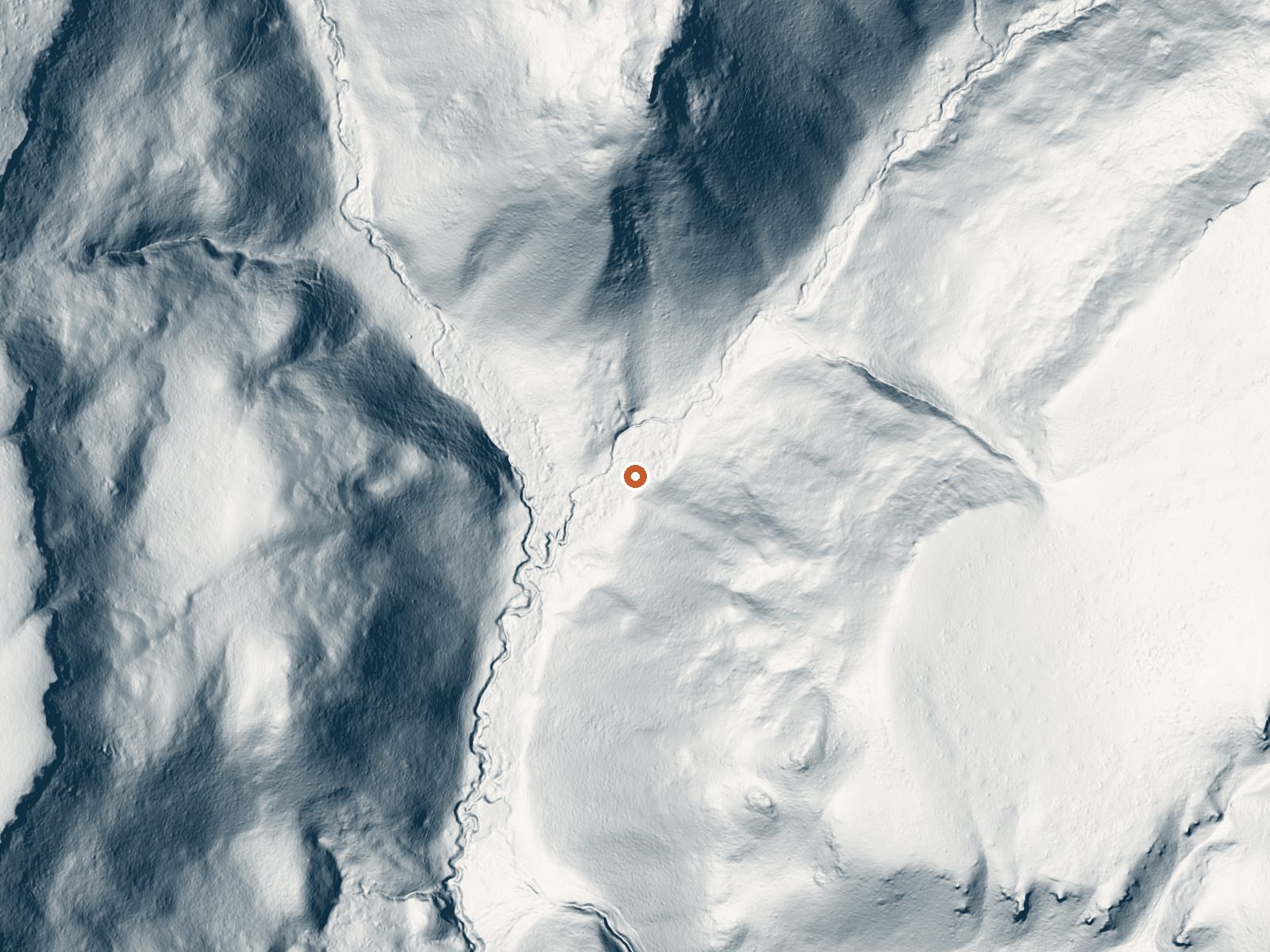 LiDAR bare-earth view of the same ground around Thoroughbred Warm Springs