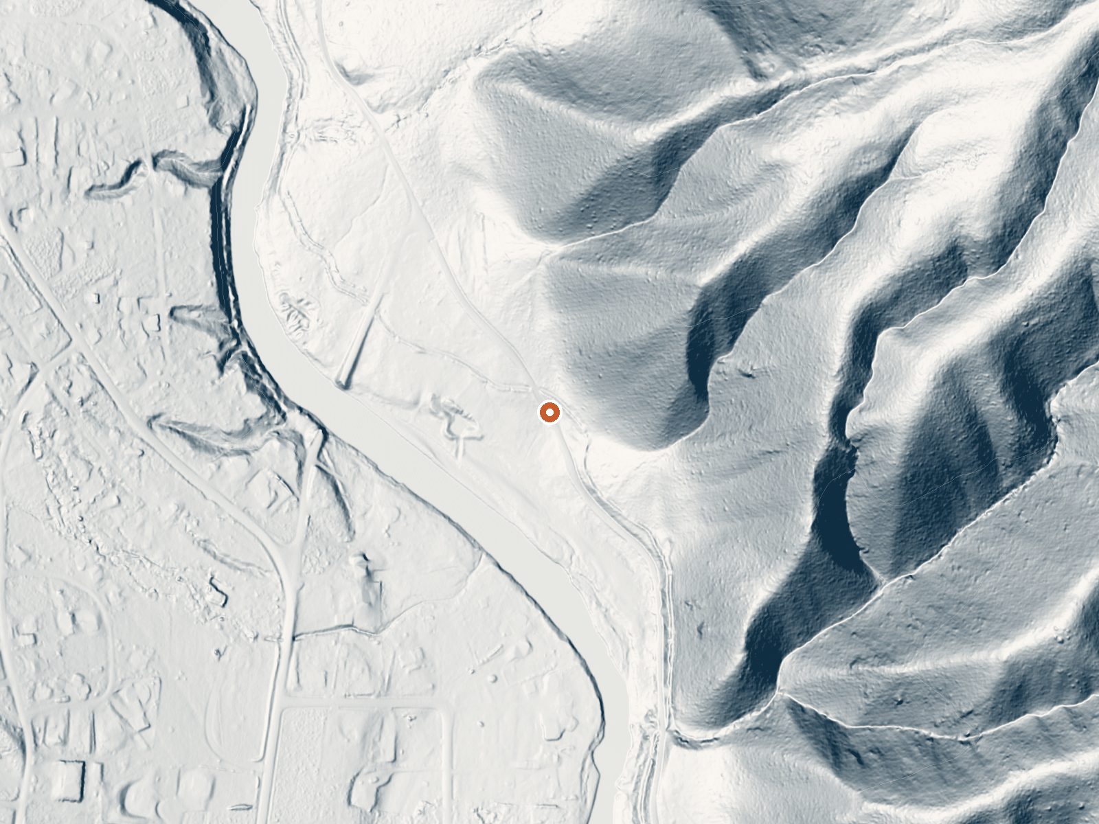 LiDAR bare-earth view of the same ground around Towne Creek Warm Spring