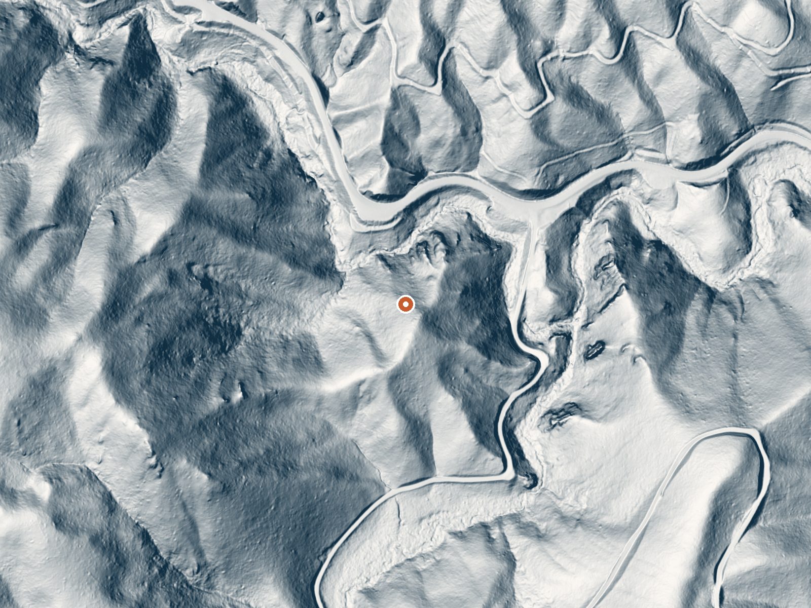 LiDAR bare-earth view of the same ground around Trail Creek Hot Spring