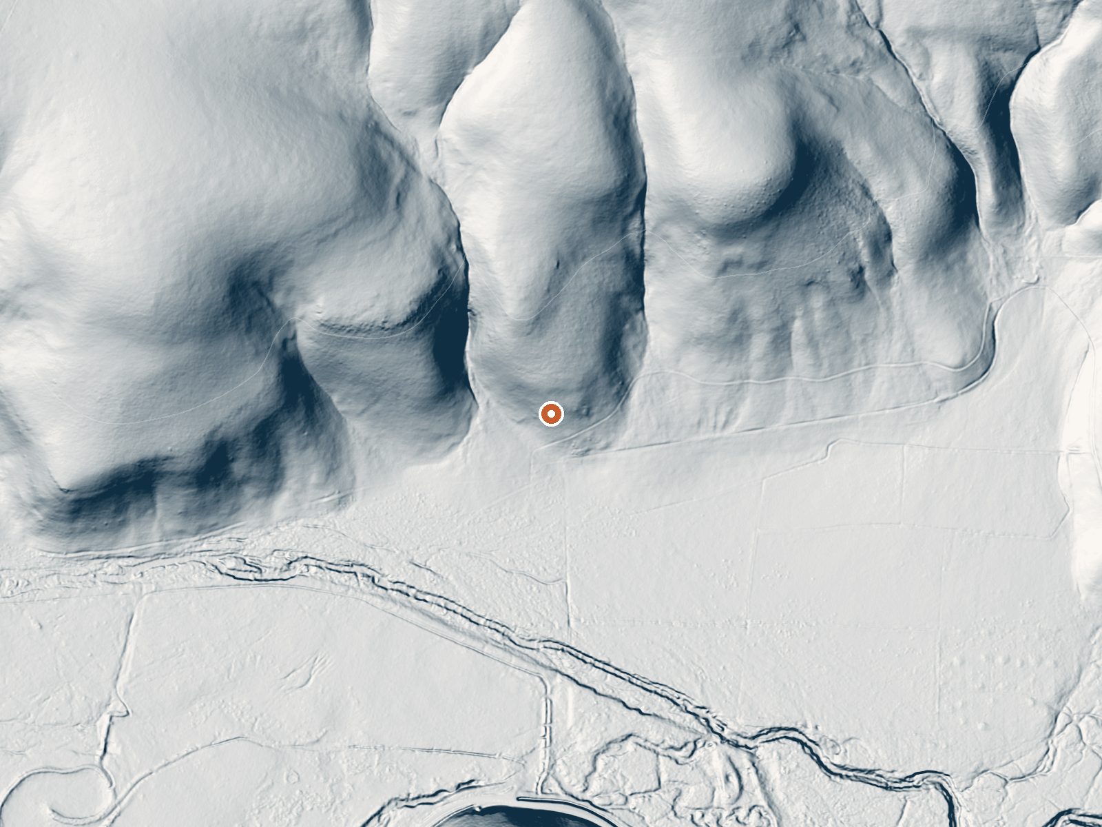 LiDAR bare-earth view of the same ground around Tschanne Hot Spring