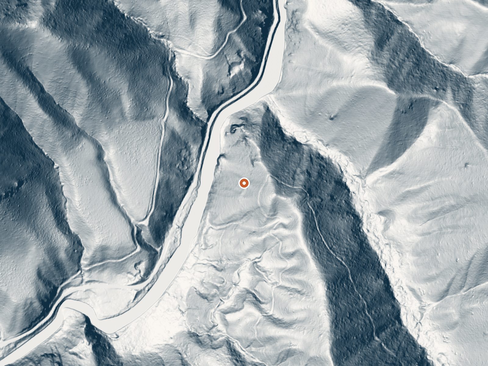 LiDAR bare-earth view of the same ground around Vaughn Hot Spring