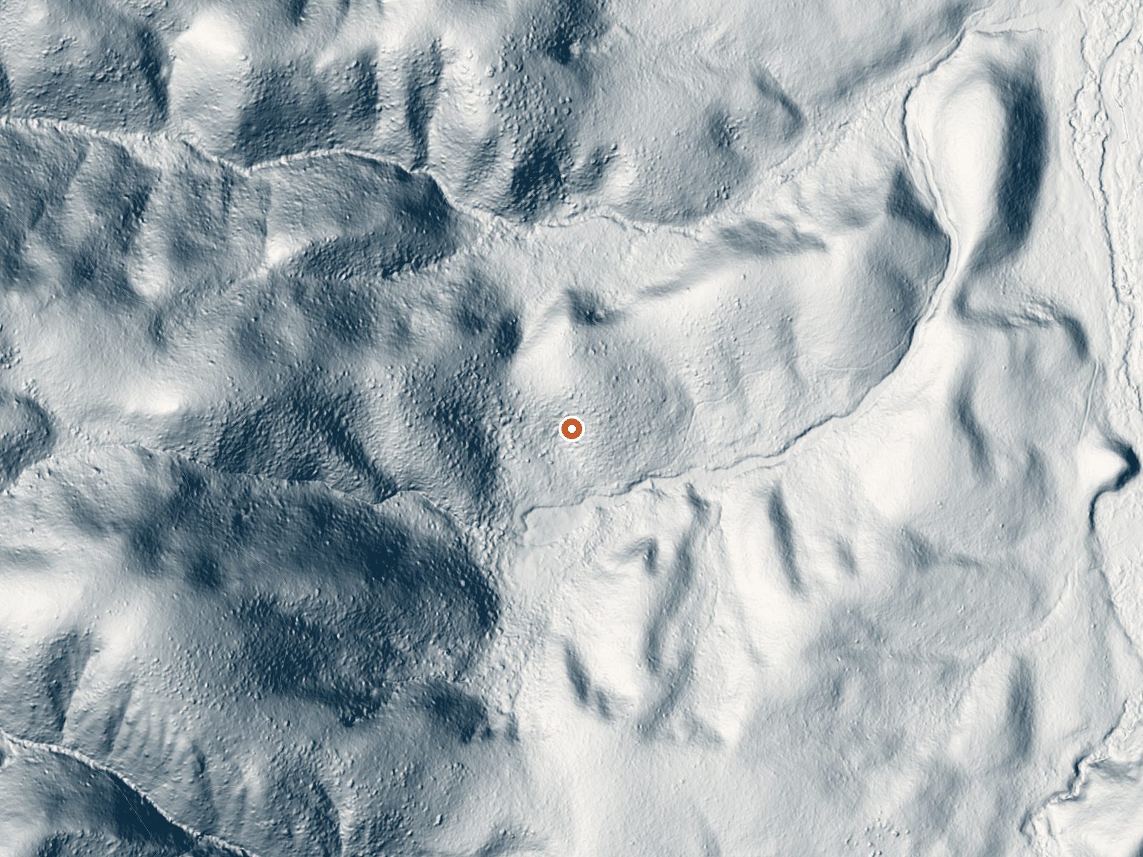 LiDAR bare-earth view of the same ground around Vulcan Hot Springs