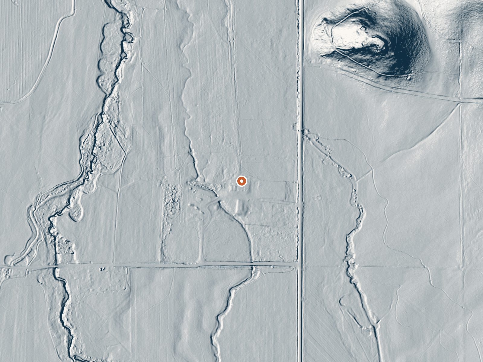 LiDAR bare-earth view of the same ground around Wardrop Hot Spring